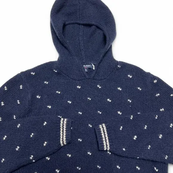 Brooks Brothers Fleece Wool Cashmere Birds Eye Knit Hoodie Sweater Jumper Medium